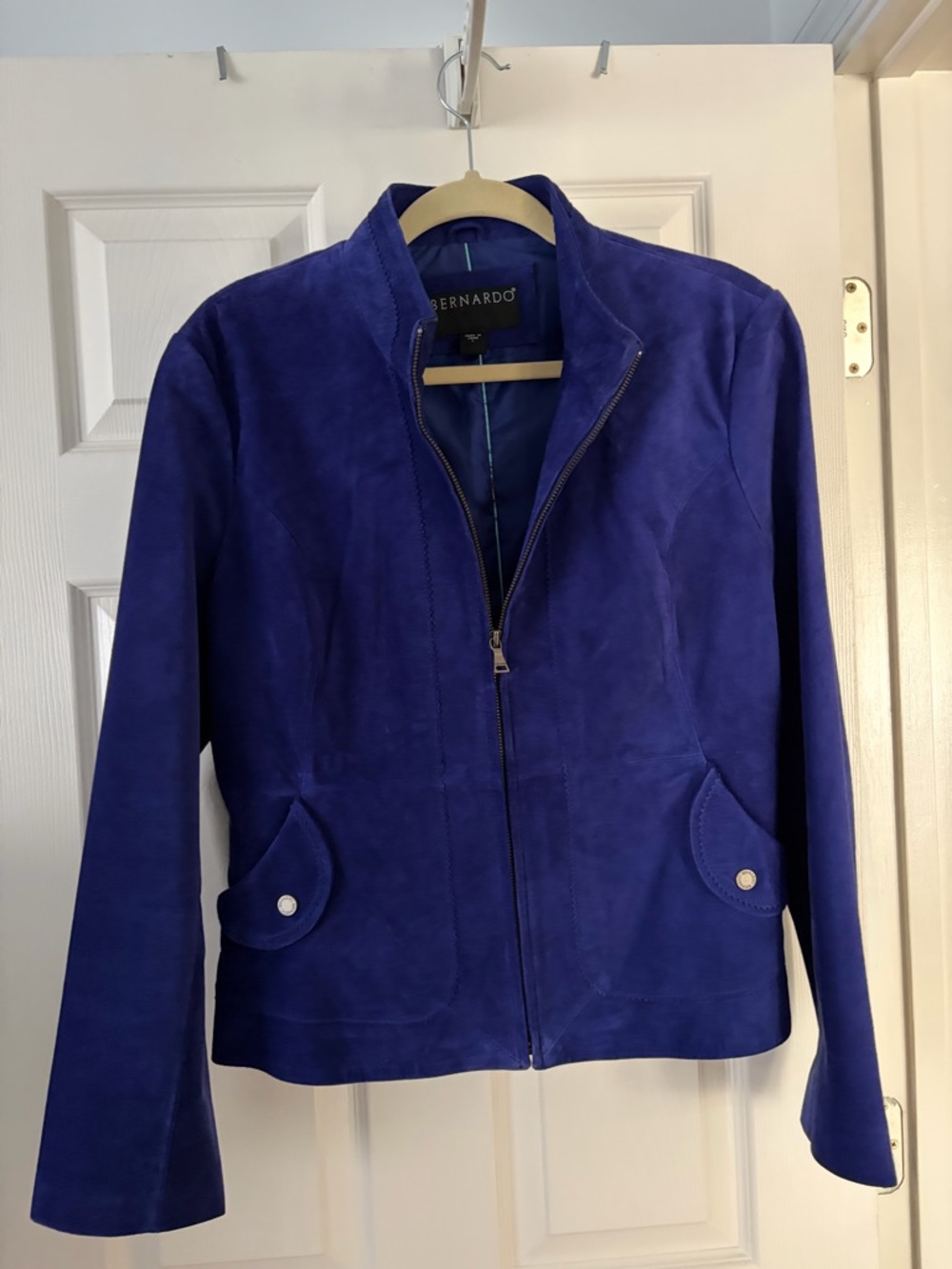 Bernardo Women's Cobalt Blue Suede Zip-Front Jacket